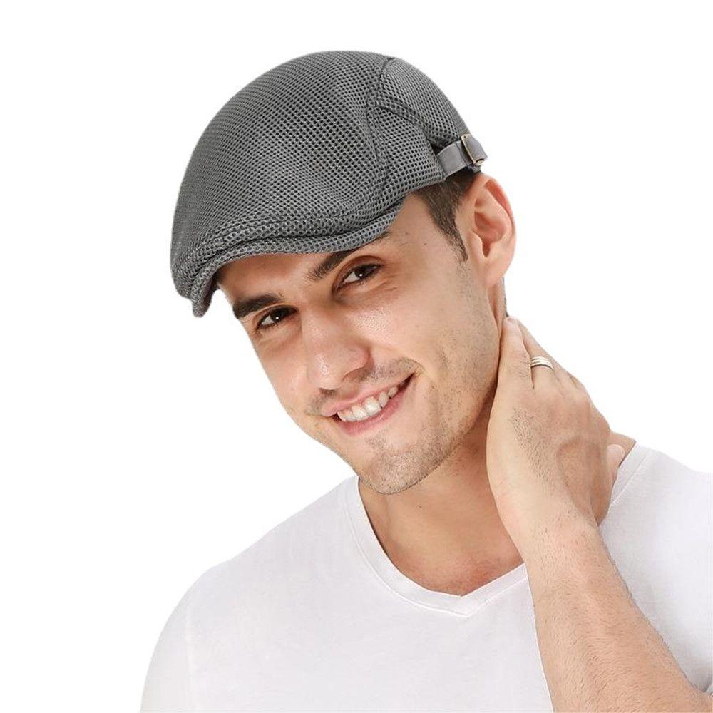 Men Newsboy Style Mesh Beret Hat Peaked Cap Golf Hat Breathable
