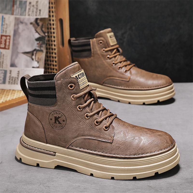 

2025 autumn and winter new men s shoes Martin boots high-top men s retro versatile tooling leather shoes casual shoes trendy shoes 44