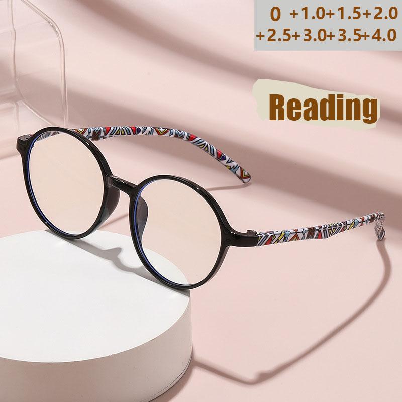 Ultra Light Contrast Color Glasses Frames Fashion Retro Round Anti Blue Light Reading Glasses 9653 1