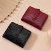 Multi-Card Slots Women Short Wallet  Pu Leather Solid Color Zipper Clutch Crocodile Print Waterproof Card Bag Coin Purse