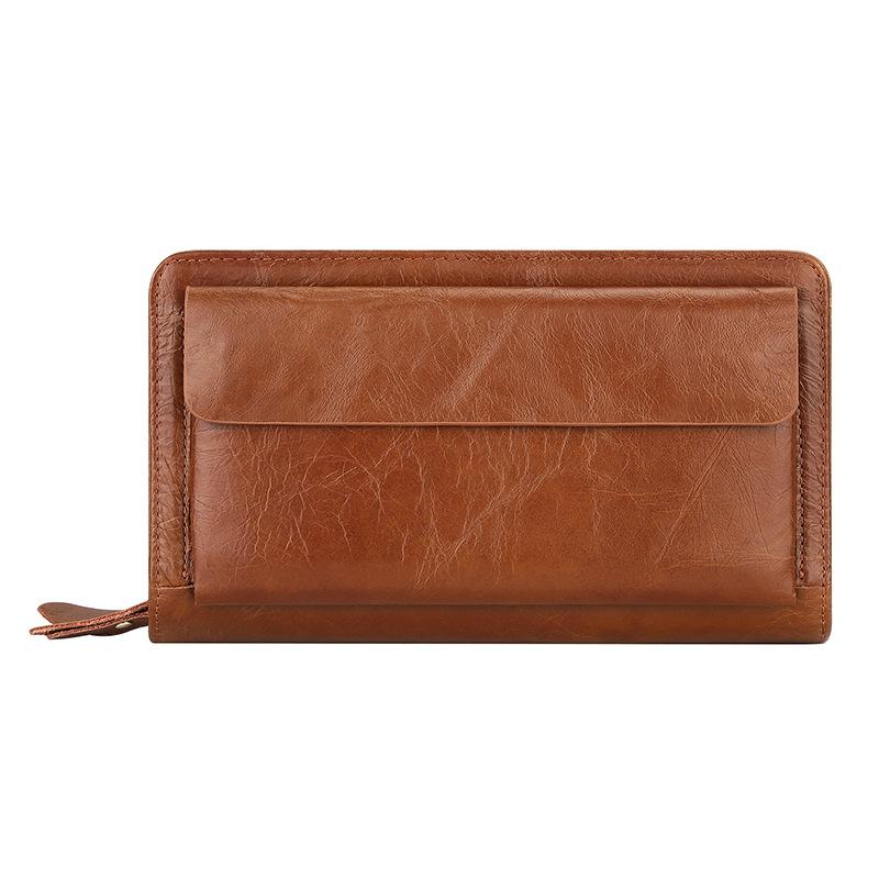 Retro Leather Large Men Clutch Wallets Men Purse 100% Genuine Leather Long Leather Male Wallet billetera hombre purses bolso sac