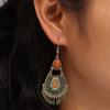 Popular Bohemian Court Style Orange Seed Bead Long Chain Earrings
