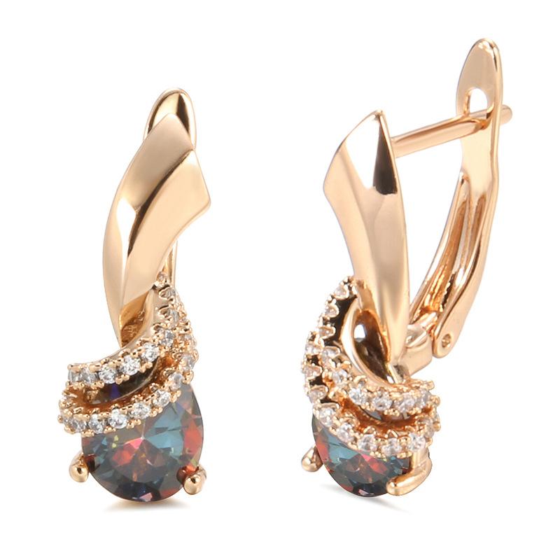 Fashion trend blue zircon earrings women cold wind gradual change color crystal earrings accessories