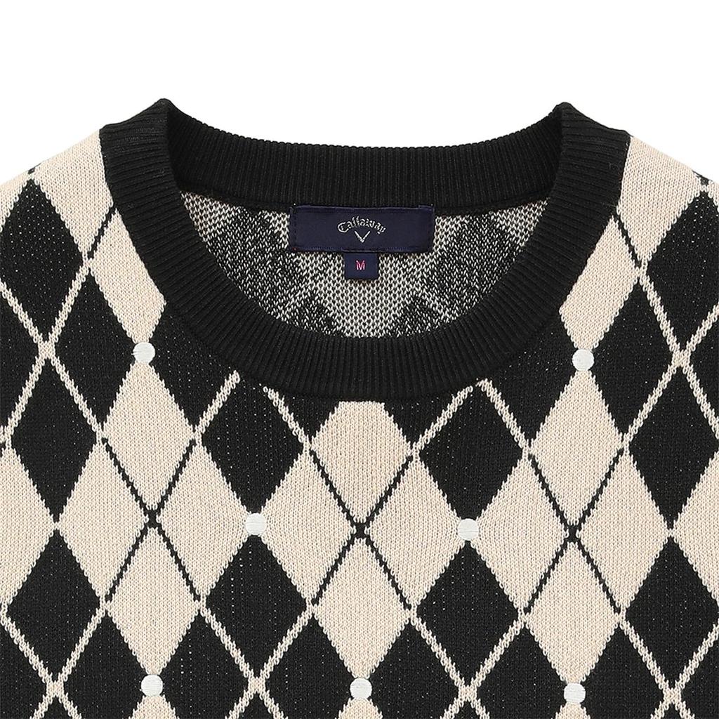 Callaway Crew Neck Knit Vest Logo Argyle Golf C24119202 LL Women's (Brand Pattern) / / 1010_Black