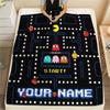 1PC Custom Name Pac-Man Patterned Flannel Blanket Suitable For All Seasons for Home Decor Warmth and Comfort Gifts Holiday Present -HE163