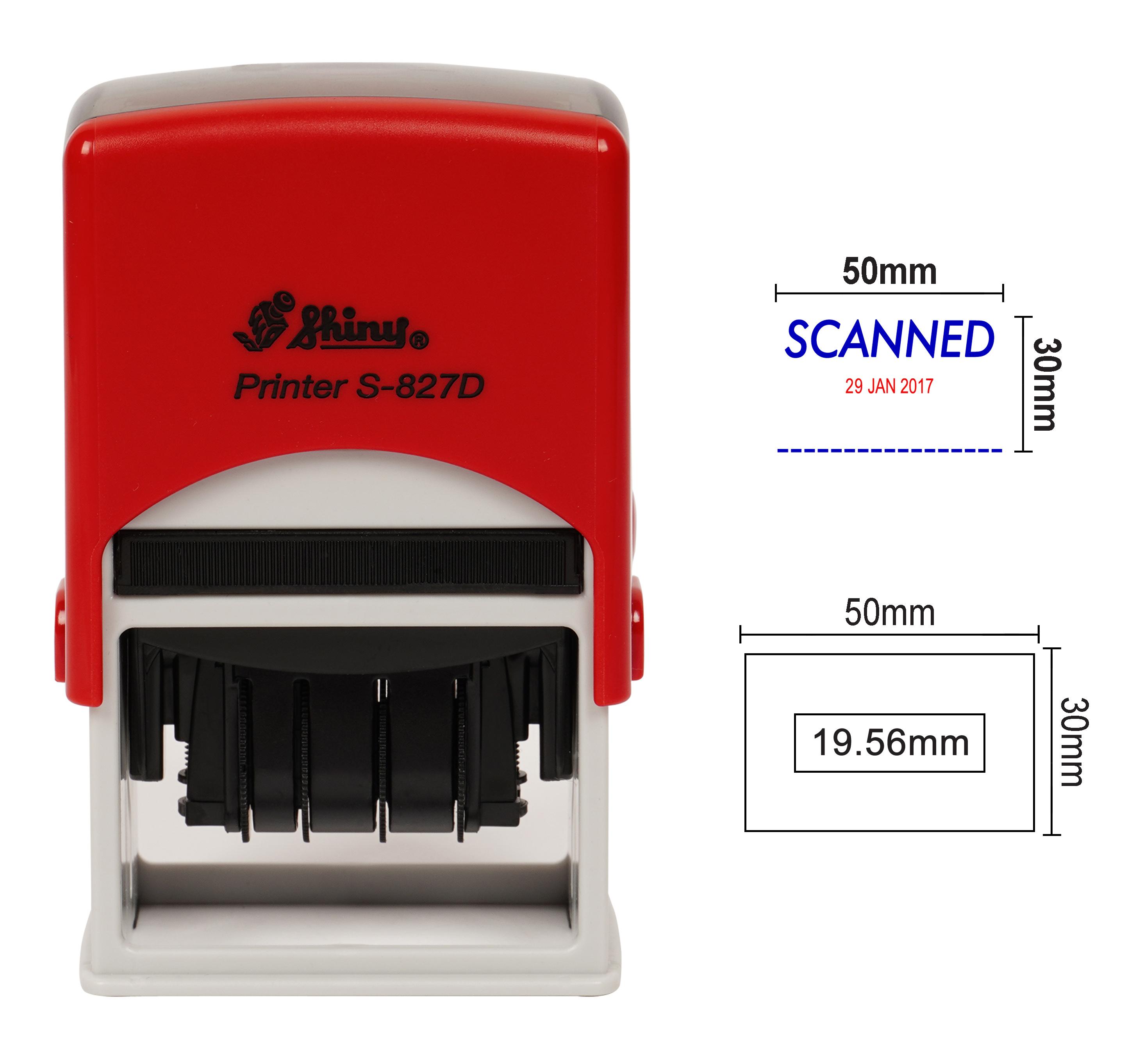 

Self Inking Shiny Date Stamp With Scanned & Your Text Here Text Ofiice Stationery Rubber Stamper Blue With Red Date - 50 mm x 30 mm синій