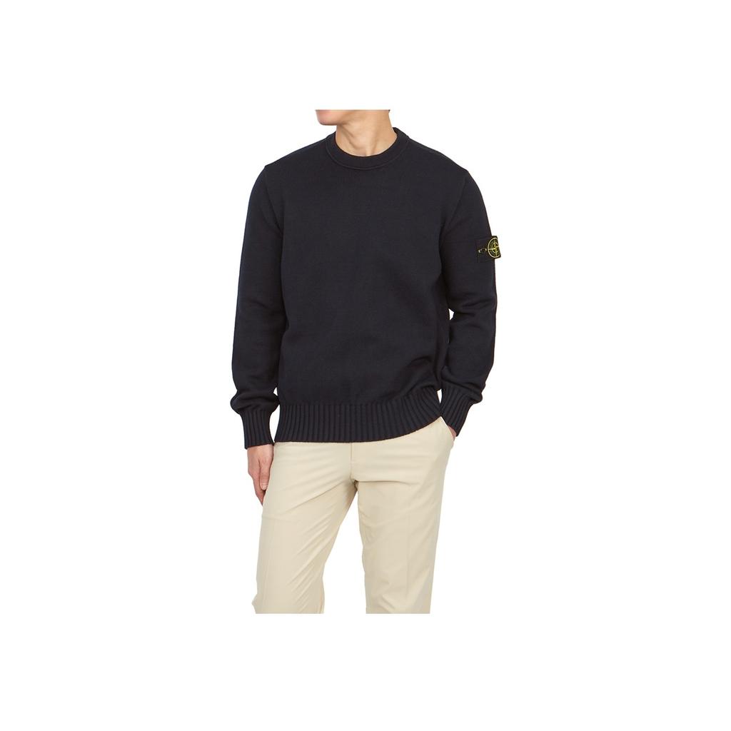 STONE ISLAND Solid Color Crew Neck Pullover Sweater Men Sweater Black 7915506A2-V0020