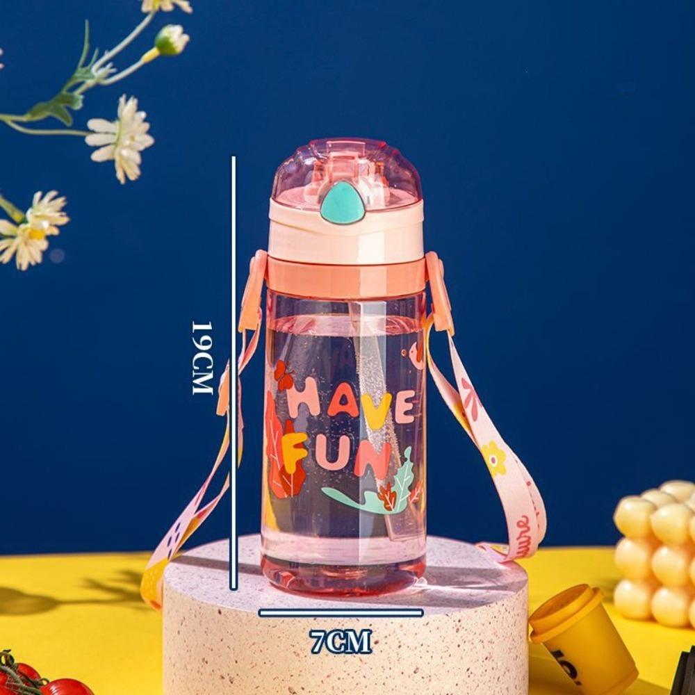 520ML Water Sippy Cup with Straw Drinking Bottle Cup New Kids Water Bottle