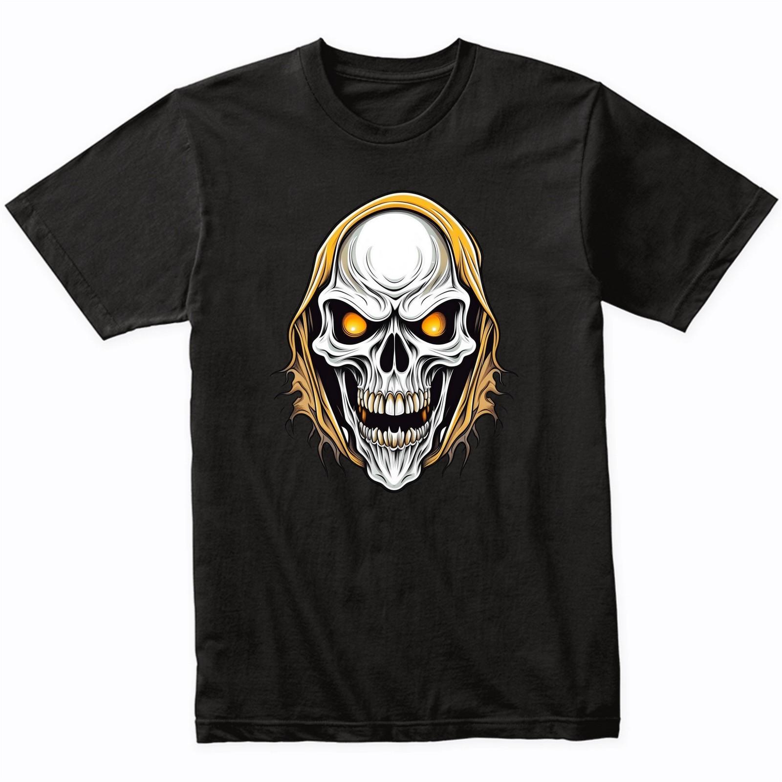Scary Grim Reaper Skeleton Skull Face Halloween T-Shirt - Men s Halloween Shirt S