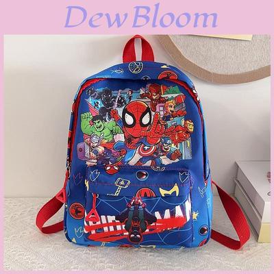 Cartoon Kids Spider Man Backpack For Boys And Girls With Breathable Nylon And Comfortable Shoulder Straps For Kindergarten Daily Use