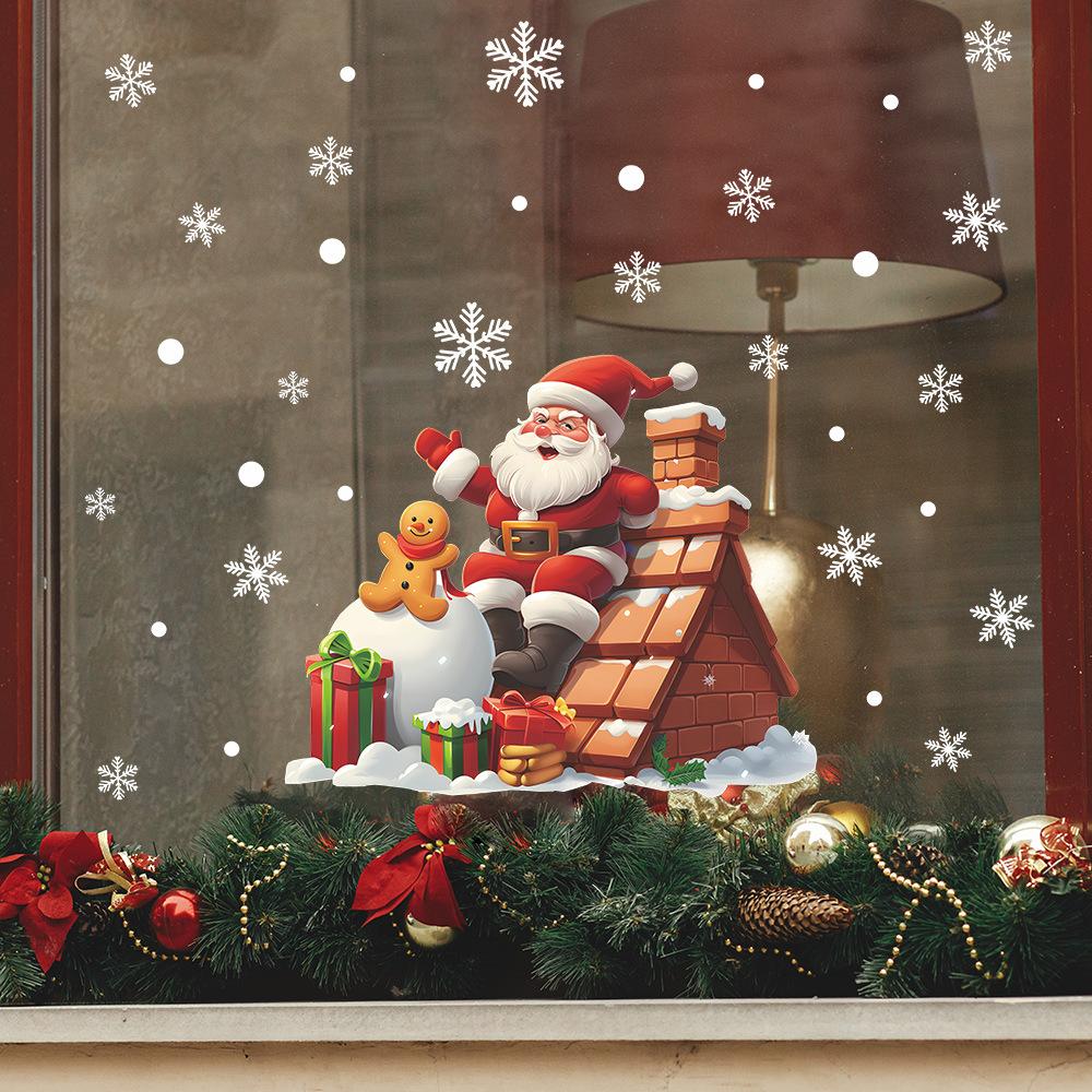Fun-f213 Roof Santa Gift Snowball Glass Window Home Landscaping Window Sticker Uv