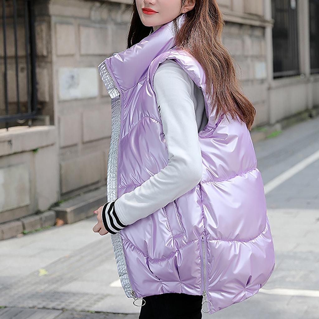 Women's Short Standing Collar Thickened Down Cotton Undershirt Undershirt Shiny Horse Clip Jacket