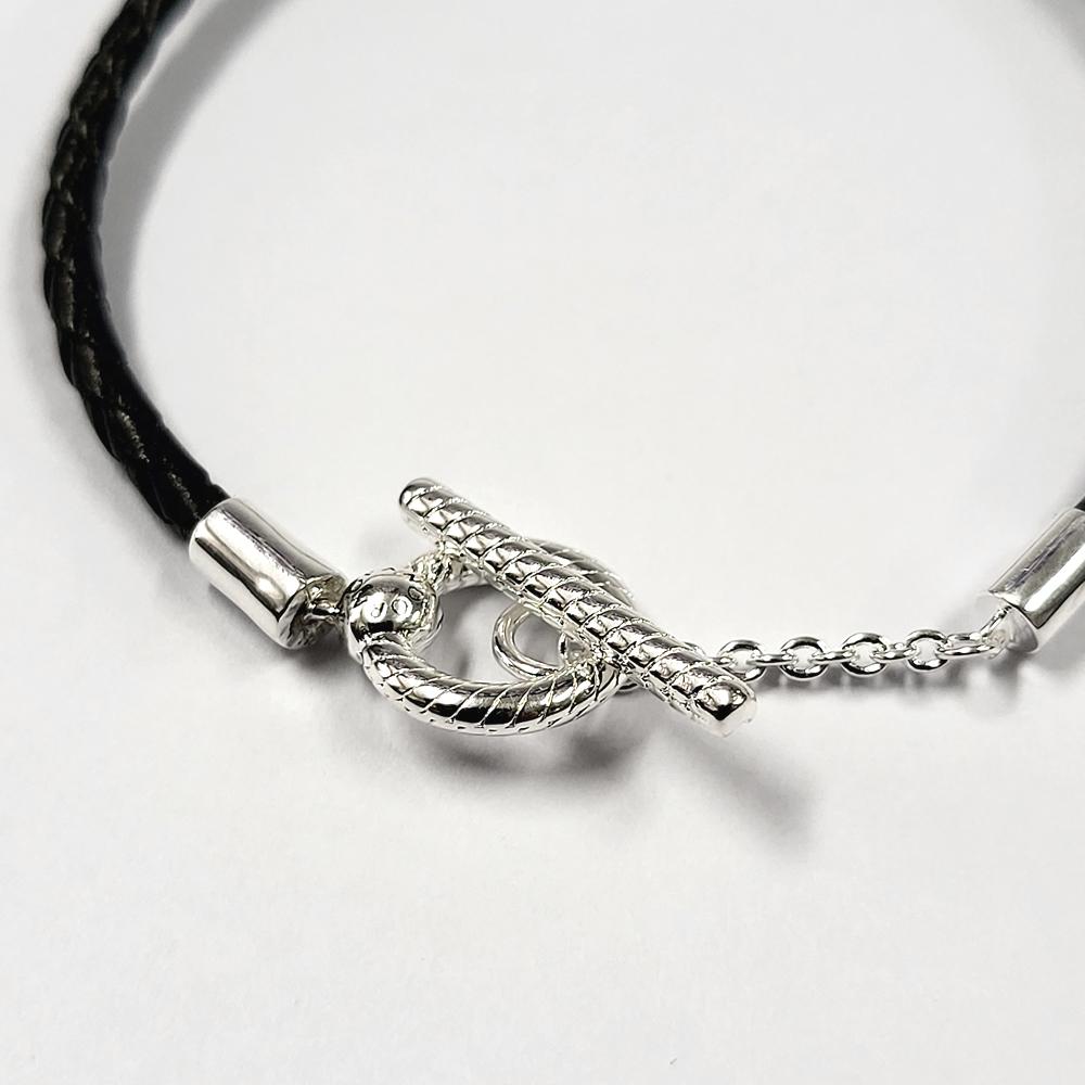 Vacci Silver925 Steel Ring Leather Bracelet