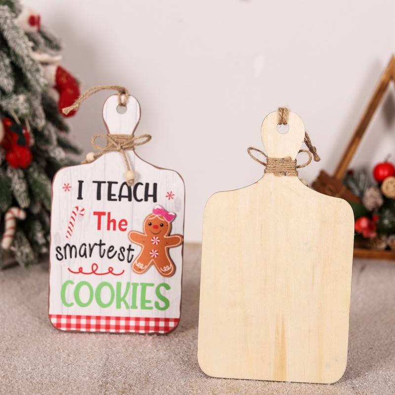 Christmas Gingerbread Man Wooden Ornaments Home Cookie Man Decor Hangings Sign Pendants Welcome Front Door Hanger New Year Gifts