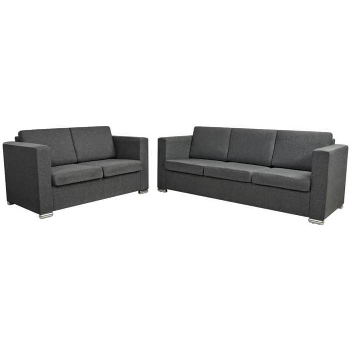 Ensemble de canapés - vidaXL - 2 pièces - Tissu - Gris foncé - Confort moelleux