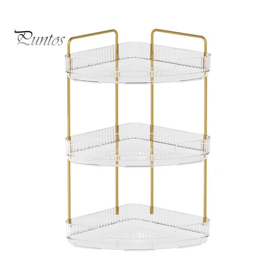 Corner Bathroom Counter Organizer Storage Rack Easy Assembly Large Capacity 3 Tier Bathroom Perfume Organizer Countertop Makeup Holder