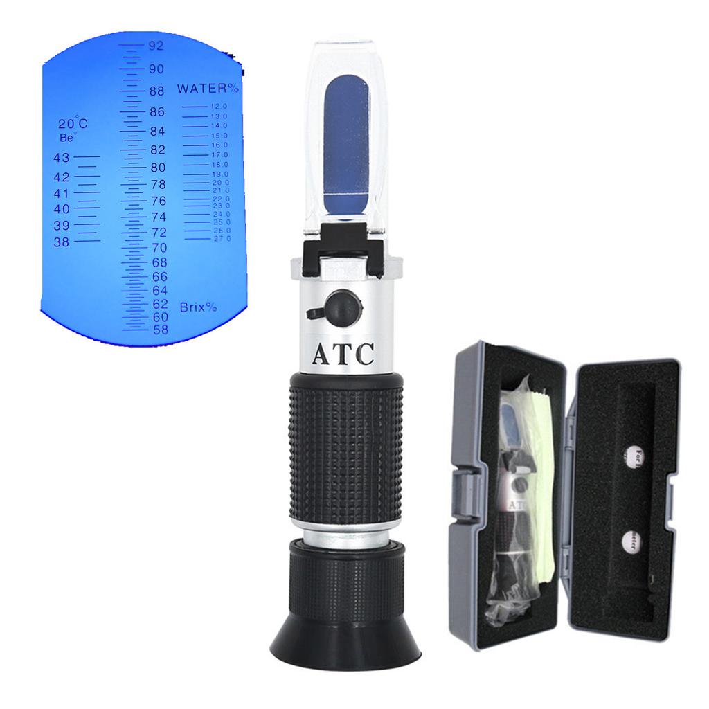Brix 0~32% /58%- 90%  alcohol 0-80% Refractometer Sugar & Alcohol Meter Measurement Tool Honey Sugar Bees Water Test Flowmeter
