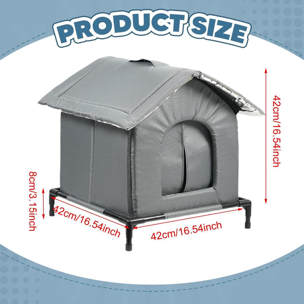 Outdoor Cat Tent Insulated Winter Shelter Waterproof Windproof Pet House for Stray Cats Backyard