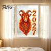 Colorful Zodiac Sheep Stickers for 2027 Chinese New Year Window Clings, of Goat Static Reusable Holiday Decor Glass Surfaces No‑Glue Lunar Xmas Home