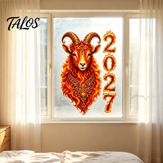 Colorful Zodiac Sheep Stickers for 2027 Chinese New Year Window Clings, of Goat Static Reusable Holiday Decor Glass Surfaces No‑Glue Lunar Xmas Home