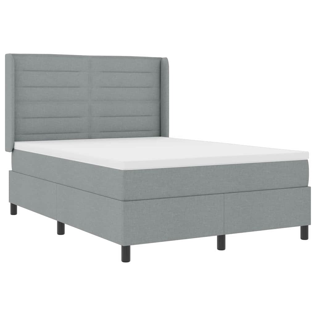 Box Spring Bed with Mattress Light Grey 200 x 140 cm Fabric