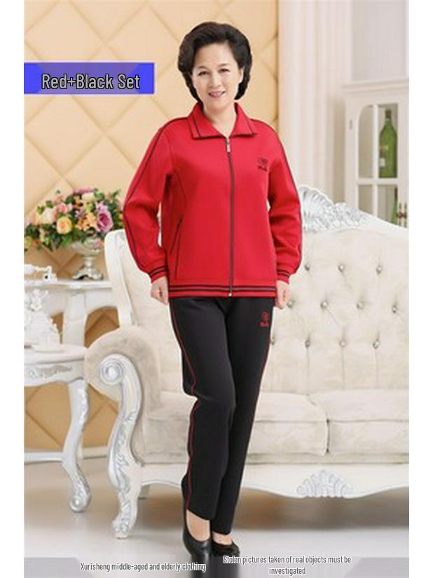 Sportbekleidungs-Set für Damen in Übergröße - Frühjahr/Herbst 2023, Zweiteiler mit langen Ärmeln für Mütter mittleren Alters und ältere Mütter