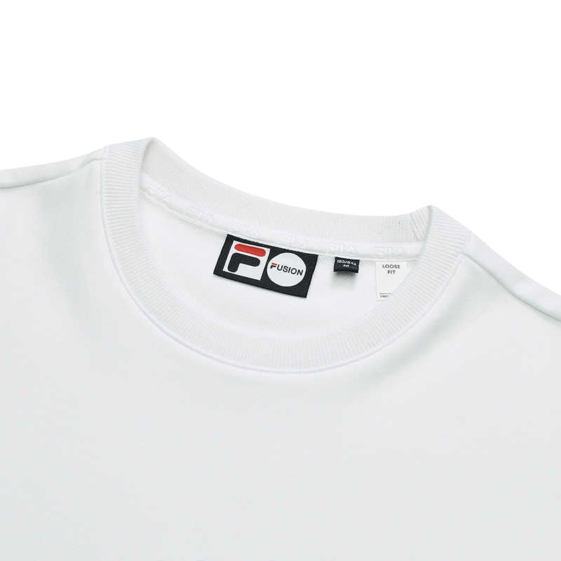 Fila Fusion Kitsune Striped Logo Pullover Sweatshirt Women sweatshirt White T51W933201AWT
