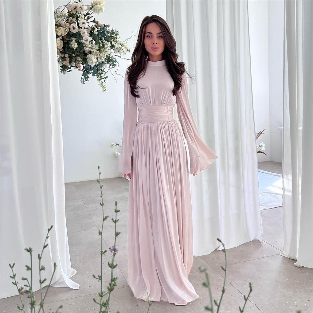 Women's Mock Neck Long Sleeve Maxi Dress Slim Fit High Waist Elegant Pleated Satin Formal Evening Midi Dress