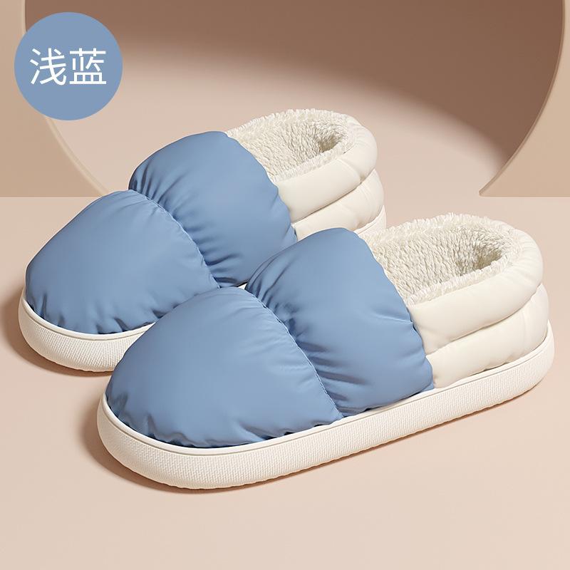 Bag heel cotton slippers winter waterproof velvet indoor household winter plush cotton shoes winter