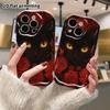 Phone case: 2D flat design, suitable for iPhone 18 17 16 15 14 13 12 Pro protective cases, phone decoration, red roses and black cats, Halloween and C