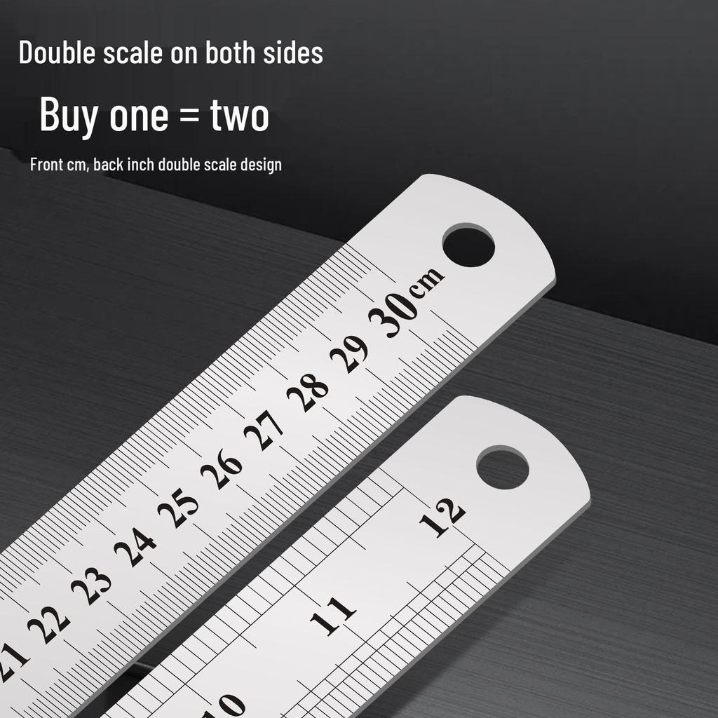 15cm & 30cm Metal Ruler Set for Students – Handheld Tool with Special Scale Lines for Drawing