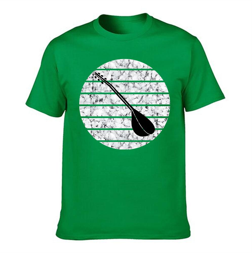 Unisexs Cotton Tshirt With Retro Lute Print Casual Crew Neck Short Sleeve Tee Vintage Music Instruunisext Graphic Top For Daily We