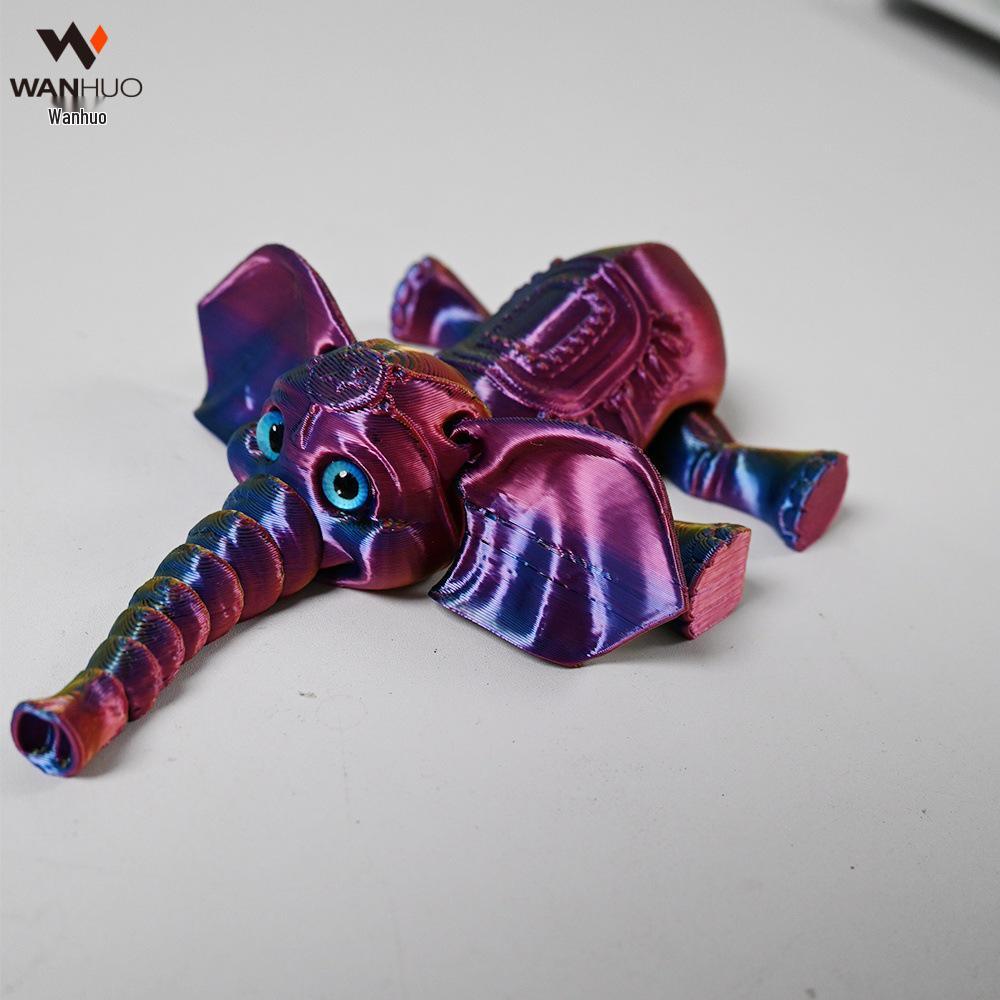 3D-печатная мультяшная слонёнка с подвижными конечностями и ушами - Детский подарок, украшение