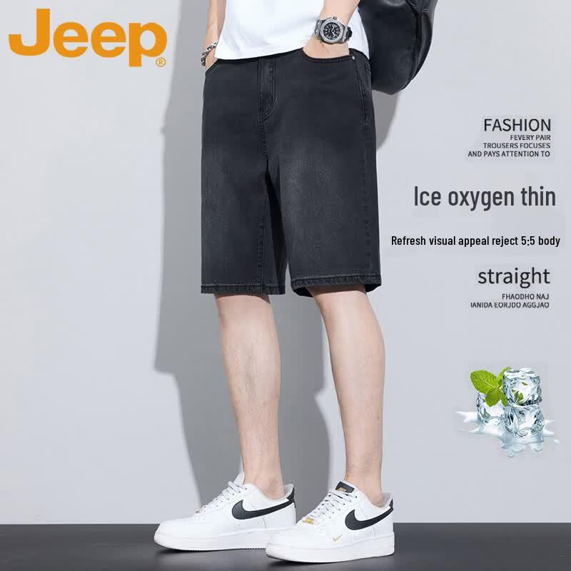 JEEP Men s Ice-Cool Breathable Retro Denim Shorts 30