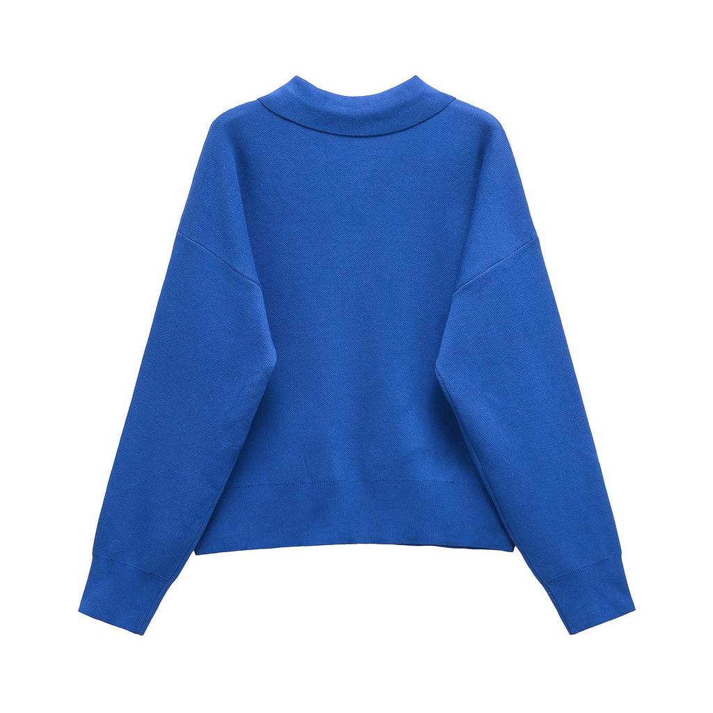 Spring 2025 Women's European & American Style Casual Knit Sweater with Pocket Detail