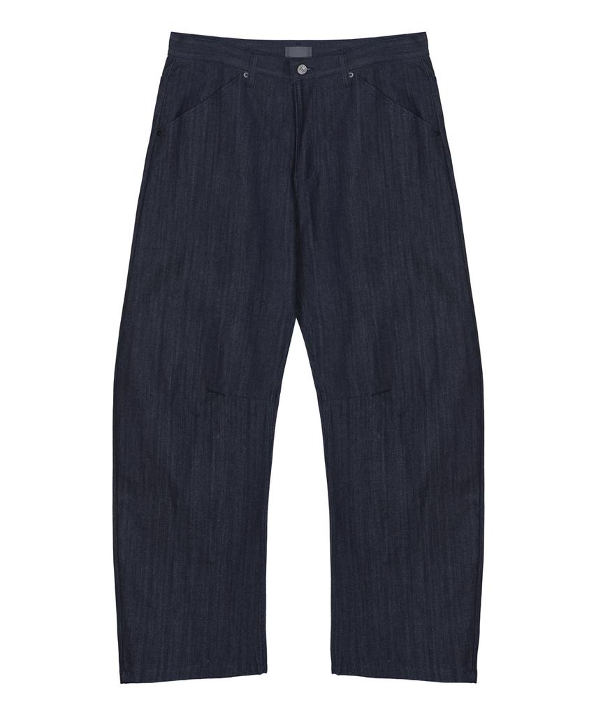 Nigaennikol Curved Wide Cotton Denim Pants_Blue