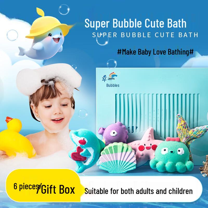 Szczęśliwa Bąbelkowa Bomba do Kąpieli z Olejkami Eterycznymi Ocean Zestaw Prezentowy (6 szt)