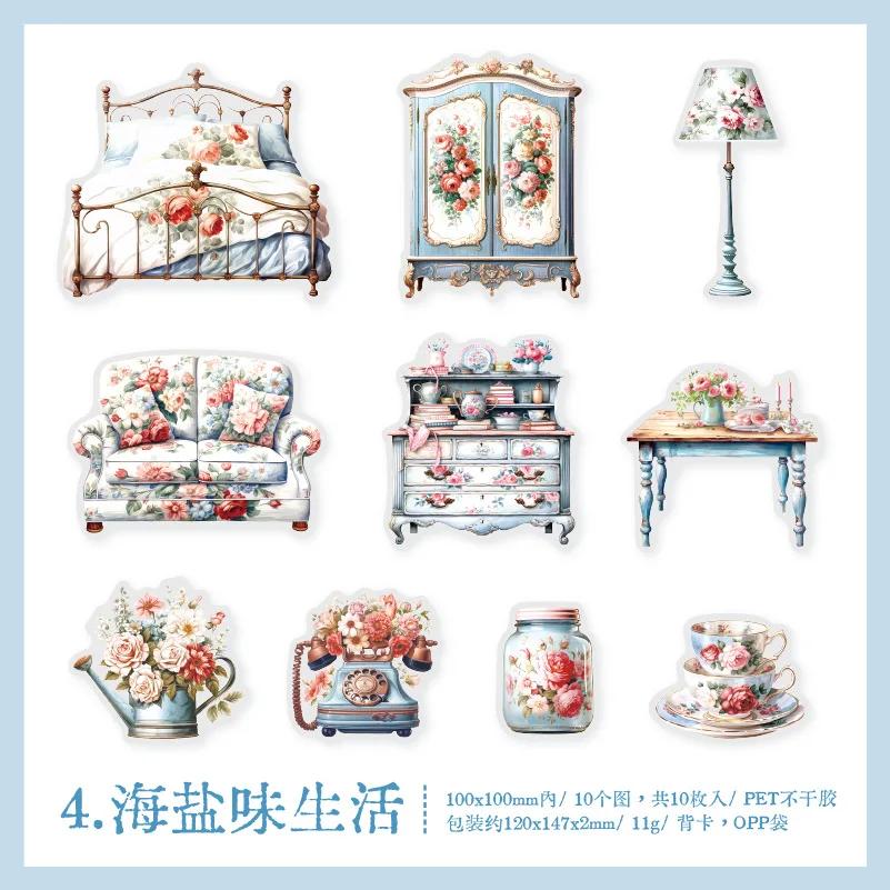 10Pcs Victoria'S Palace Transparent Stickers Retro Romantic Princess House Diy Craft Scrapbooking Junk Journal Landscape Collage