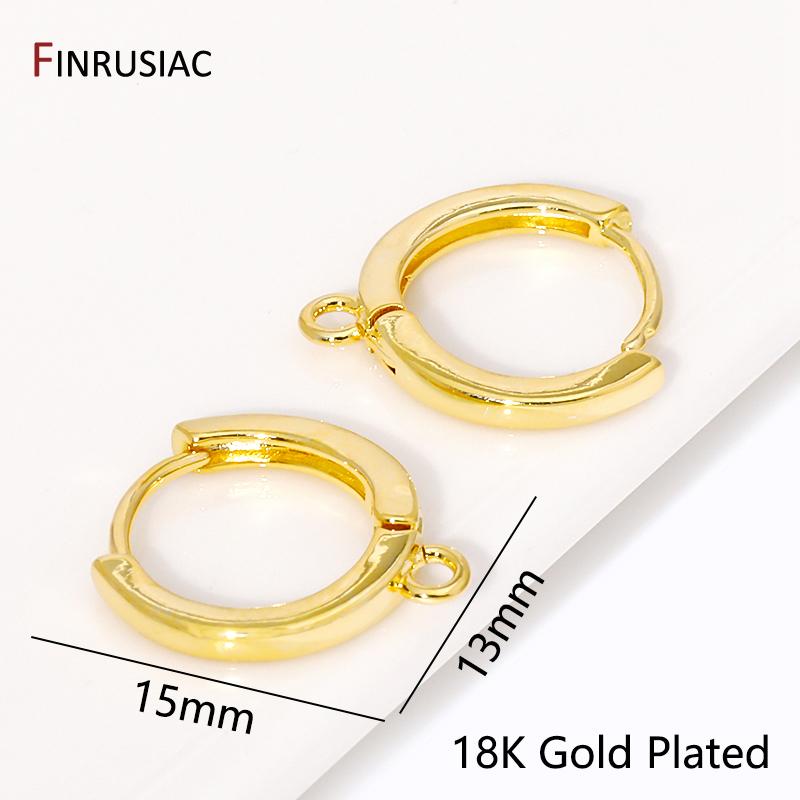 

18K Gold Plated Brass Earring Hooks with Loop Round Ear Wires Huggie Hoop Earrings For DIY Dangle Earring Making Findings 1 pair