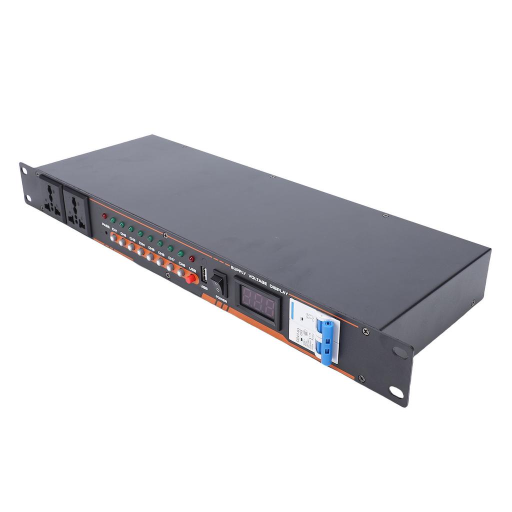 10 Outlet Power r High Power Equipment Power Controller with Digital Voltage Display Independent for Stage Amplifier Studio