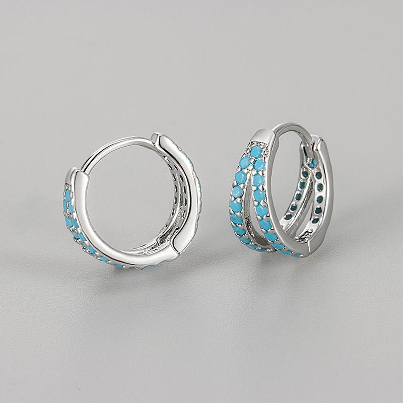 Minimalist Double Layer Zircon Diamond Stud Earrings For Women Chic Unique Versatile Hoop Earrings Fashion Jewelry copper