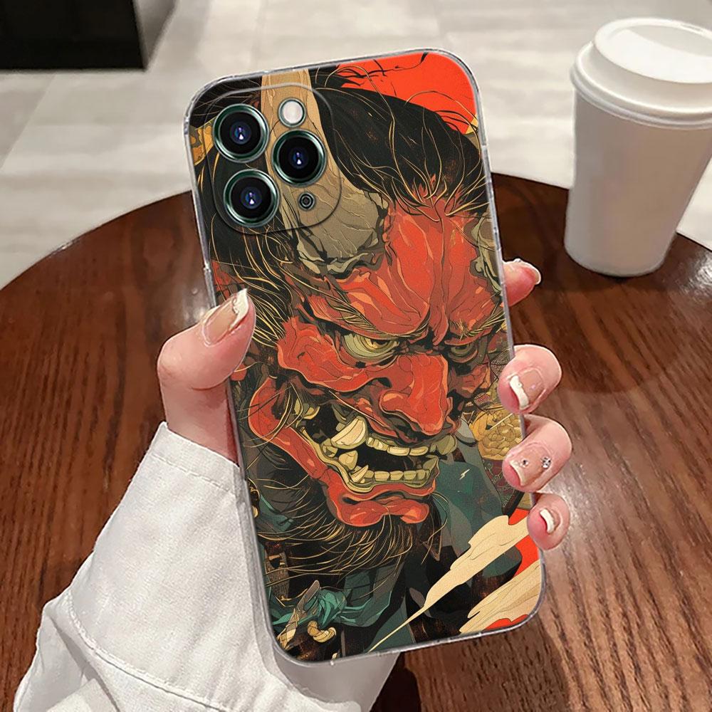 Samurai Ghost Hannya Ukiyo-E Mask Tattoo Case For Apple iPhone 17 16 15 14 13 12 11 Pro Max 16 Plus 16E 17Air 17Pro Phone Covers