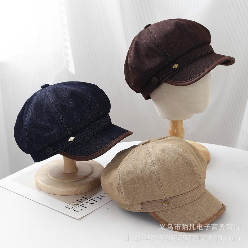 Autumn and winter new fashion octagonal hat children's trendy versatile British retro sunscreen beret
