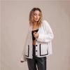 2025 Spring and Autumn New Style Women's Clothing Pocket Contrasting Color V-neck Knitted Cardigan Sweater Women's Jacket