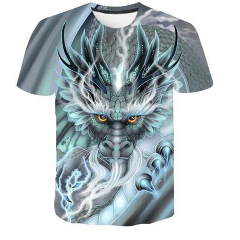 Summer Dragon T-Shirts Animal 3D Print Men Women Round Neck Short Sleeve T Shirt Casual Hip Hop Top Harajuku Tees Man Clothing