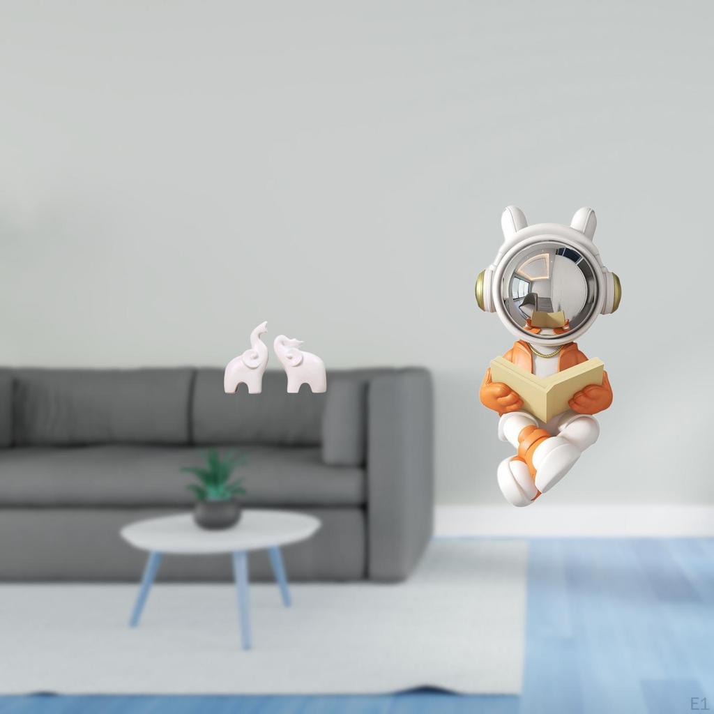 Elephant Astronaut Sculptures Unique Tabletop Decoration Animal Figurines for Entrance Office