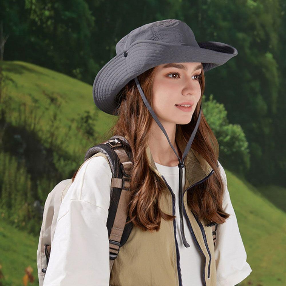 Casual Anti-UV Fisherman Hat Large Brim Waterproof Sunscreen Hats With Glasses Leg Support Bucket Hat Women Men