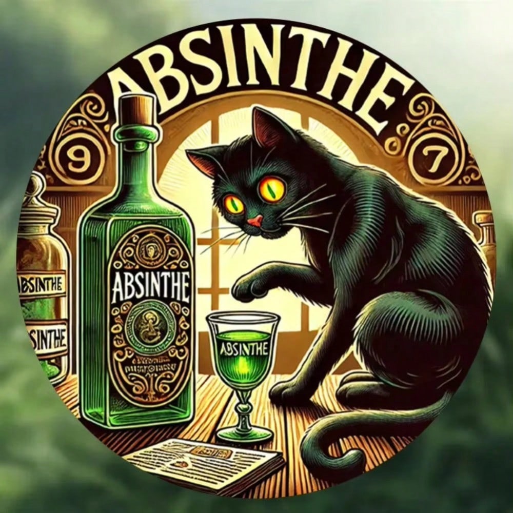 Vintage Black Cat Absinthe Retro Metal Wall Art Decor for Bar Pub Cafe