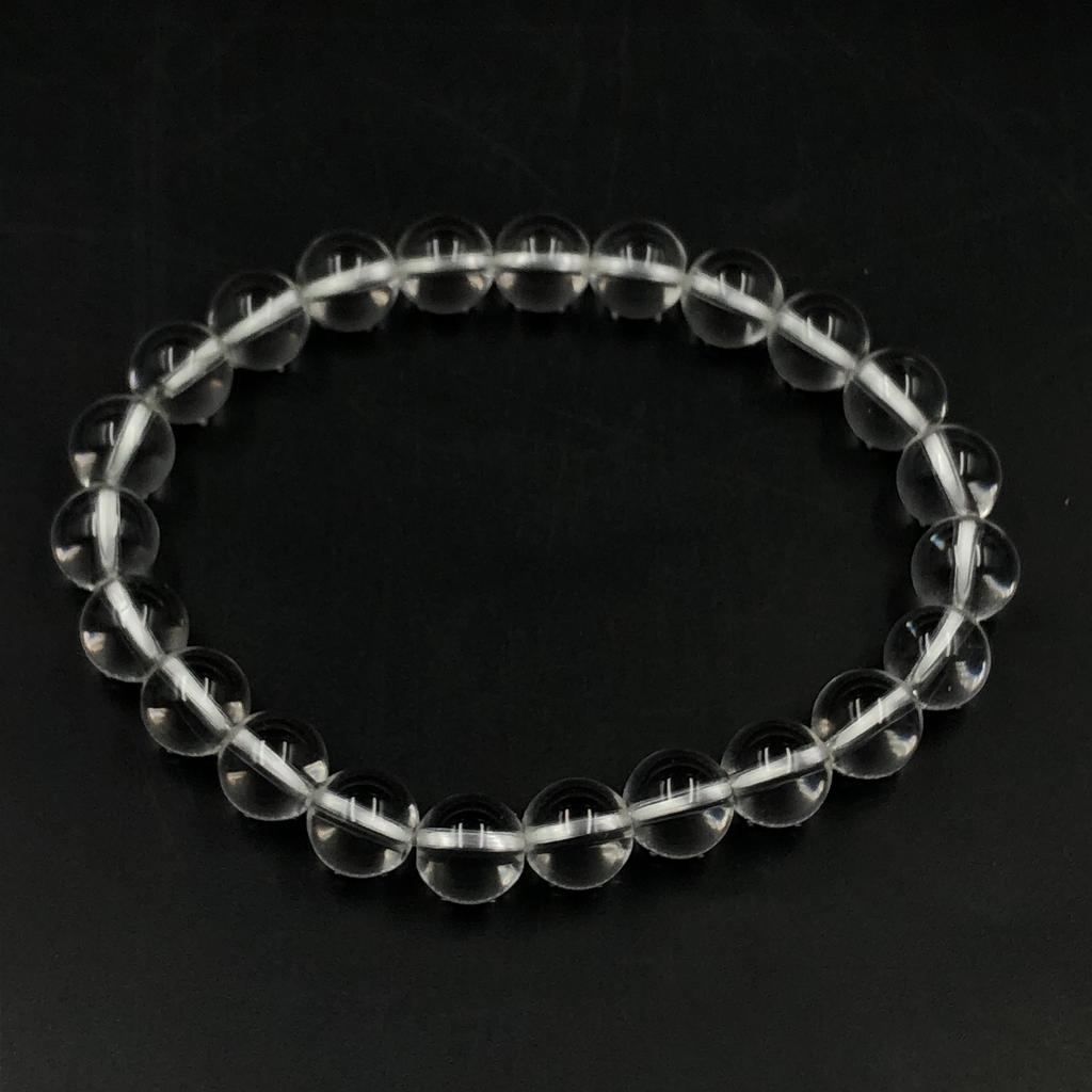 8mm Natural Crystal Gemstone Round Beads Jewelry Handmade White Stone Stretch Bracelet 7.5" For Thanksgiving Gift RBB-68