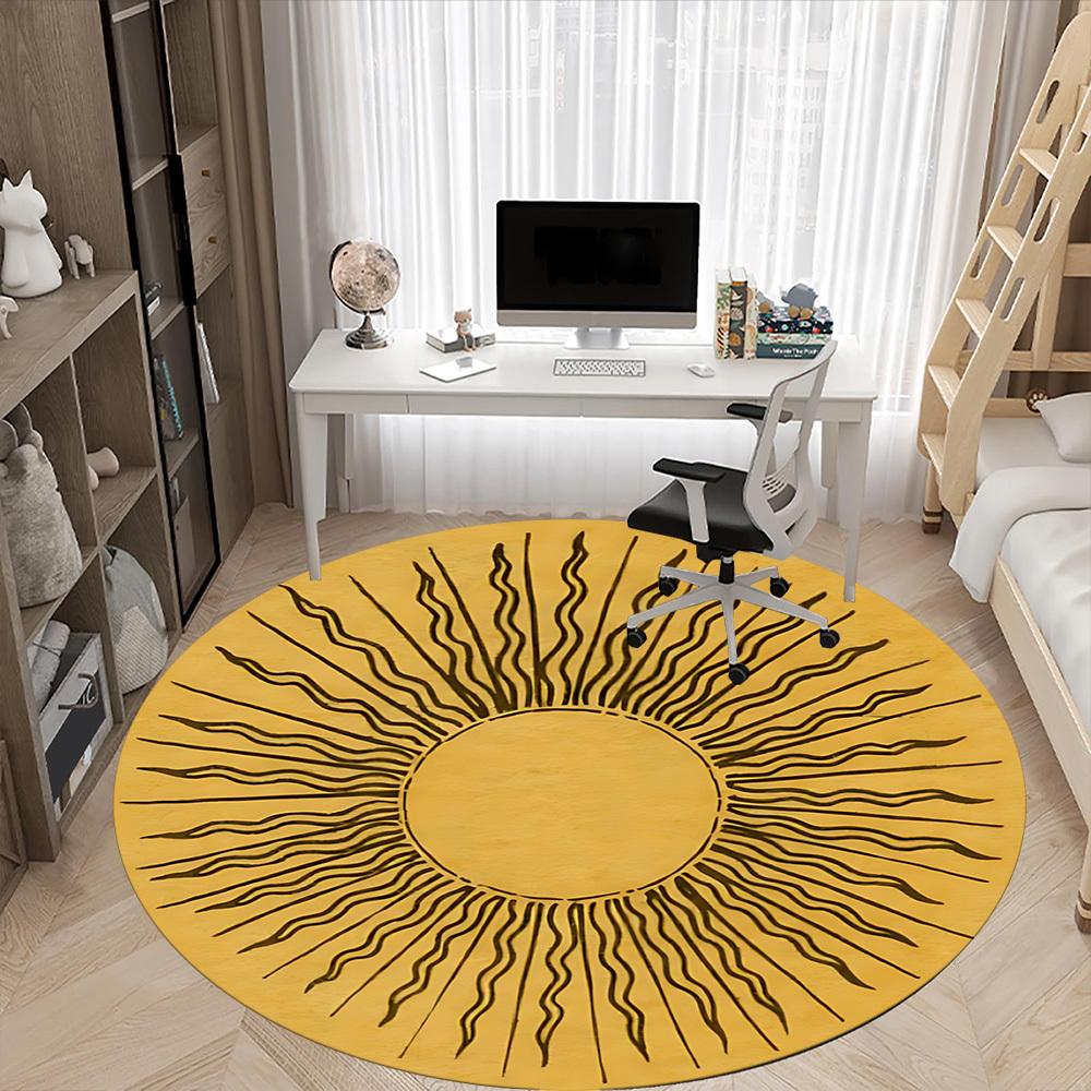 1PC Sunburst Pattern Chair Carpet for Office, Indoor Non-Slip Washable Carpet, Soft Comfortable Mat For Office Room yy250930312